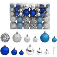 Julgranskulor 100 st blå och silver 3/4/6 cm vidaXL