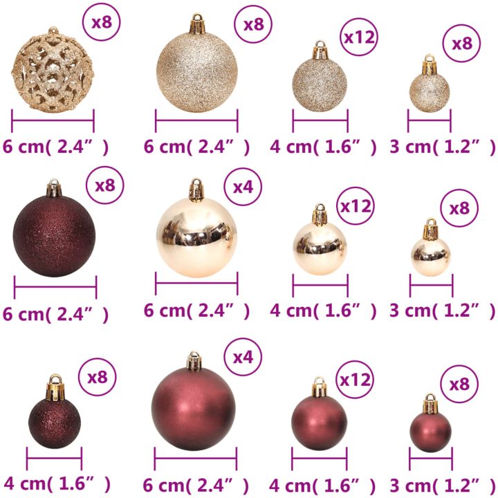 Julgranskulor 100 st chanpange och brun 3/4/6 cm vidaXL – bild 9