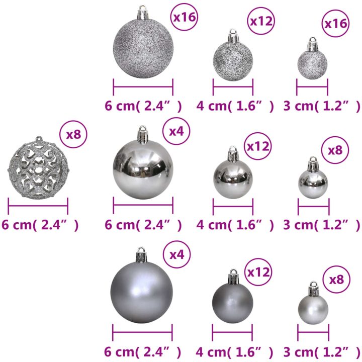 Julgranskulor 100 st grå 3/4/6 cm vidaXL – bild 8