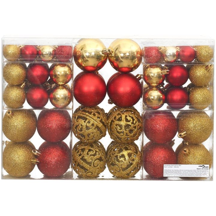 Julgranskulor 100 st guld och vinröd 3/4/6 cm vidaXL – bild 3