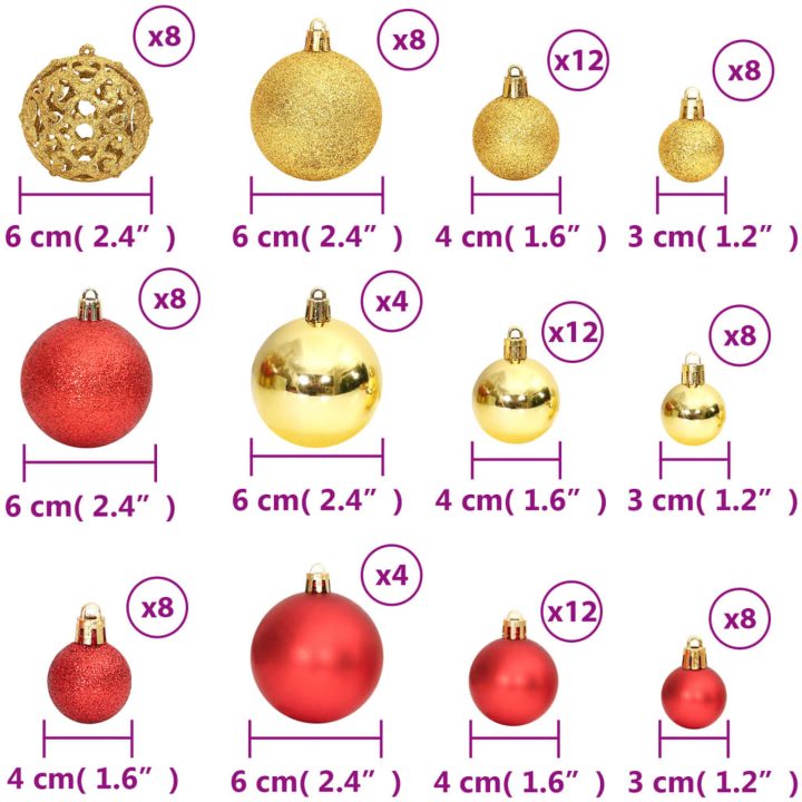 Julgranskulor 100 st guld och vinröd 3/4/6 cm vidaXL – bild 9