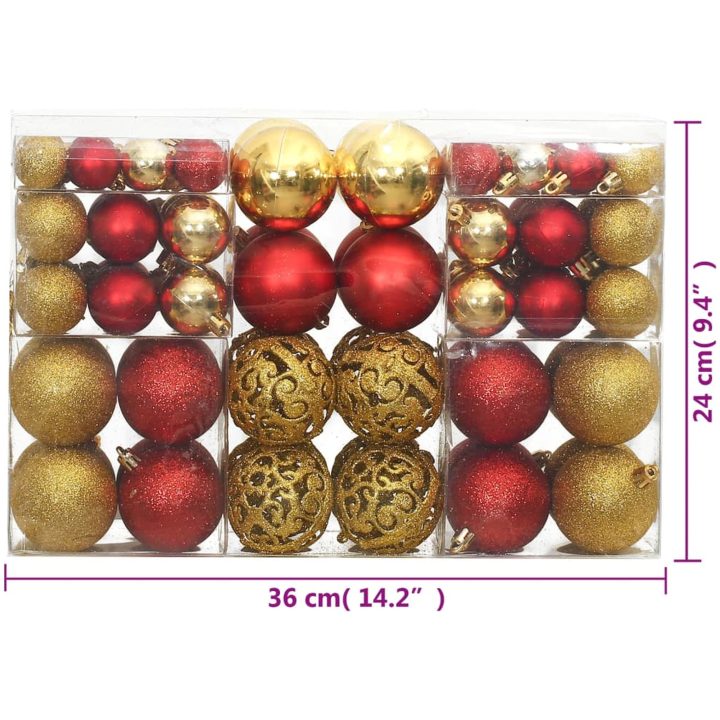 Julgranskulor 100 st guld och vinröd 3/4/6 cm vidaXL – bild 10