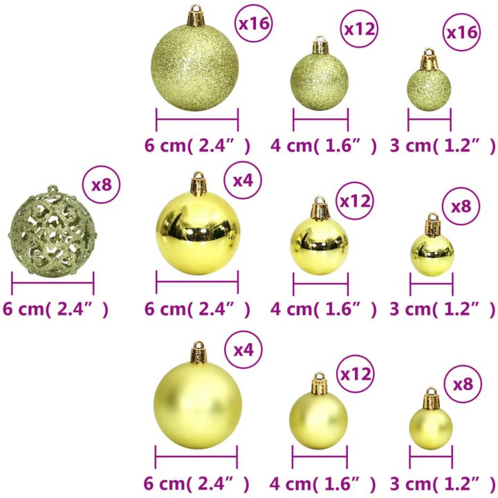 Julgranskulor 100 st ljusgrön 3/4/6 cm vidaXL – bild 8