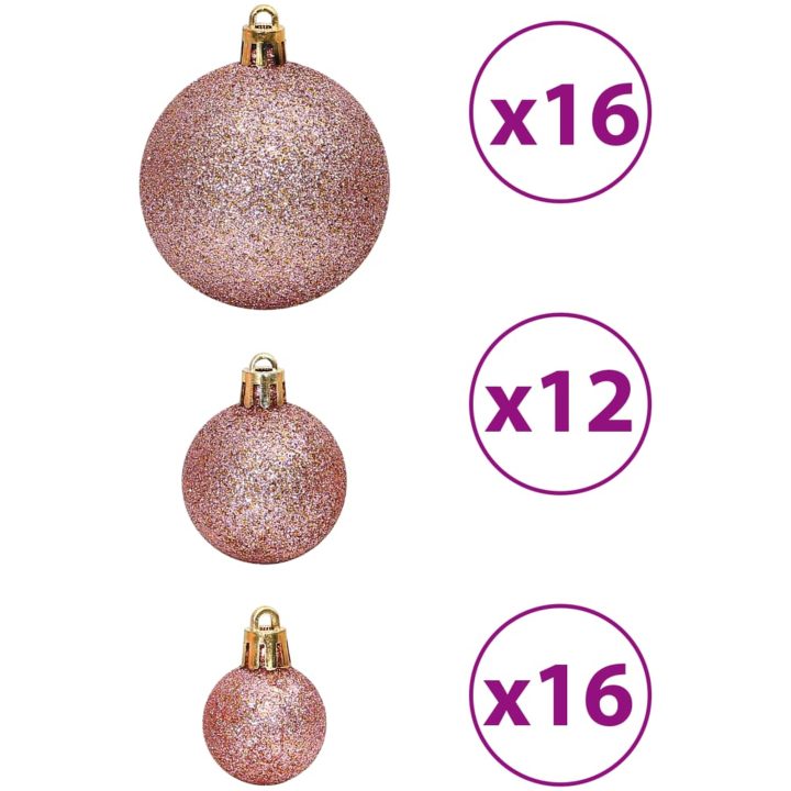 Julgranskulor 100 st rosa och rosenrött 3/4/6 cm vidaXL – bild 5