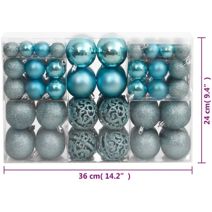 Julgranskulor 100 st turkos 3/4/6 cm vidaXL – bild 9