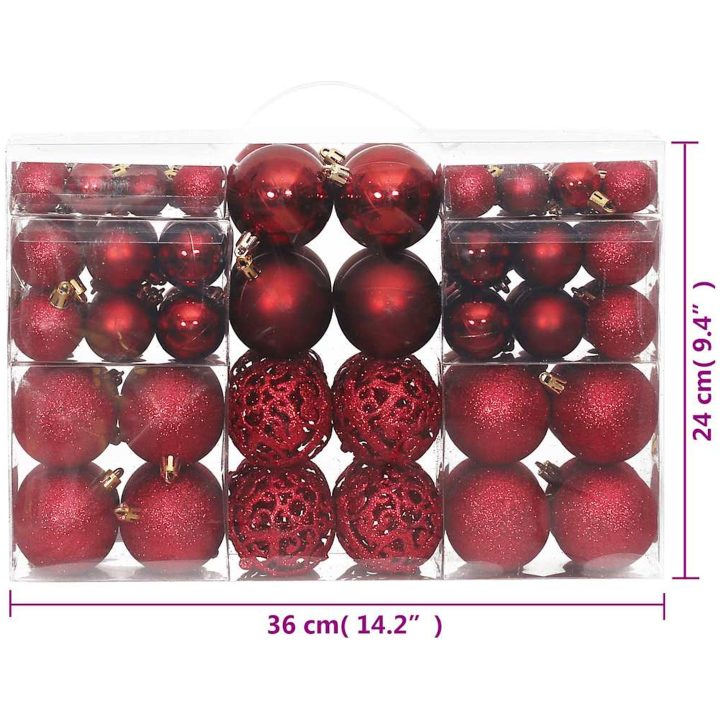 Julgranskulor 100 st vinröd 3/4/6 cm vidaXL – bild 9