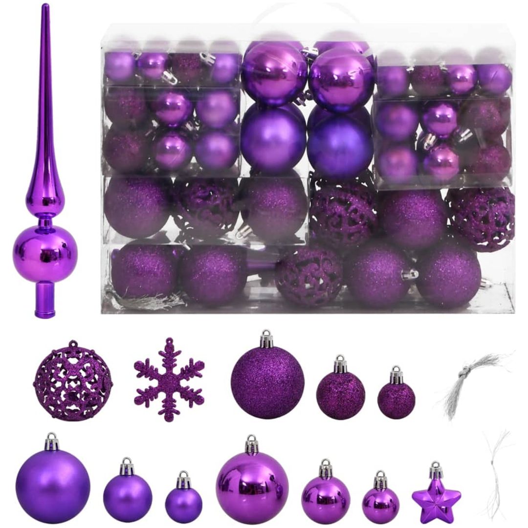 Julgranskulor 111 delar lila polystyren vidaXL