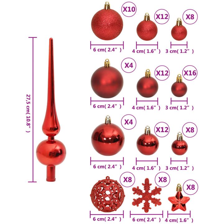 Julgranskulor 111 delar röd polystyren vidaXL – bild 10