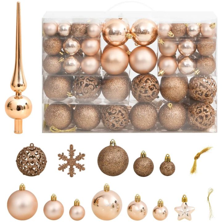Julgranskulor 111 delar roséguld polystyren vidaXL – bild 2