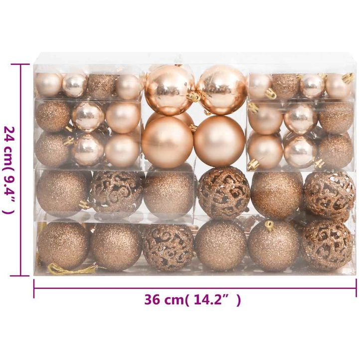 Julgranskulor 111 delar roséguld polystyren vidaXL – bild 11