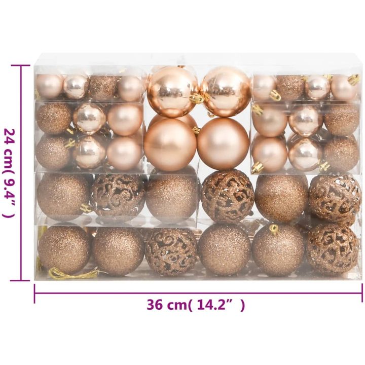 Julgranskulor 111 delar roséguld polystyren vidaXL – bild 12