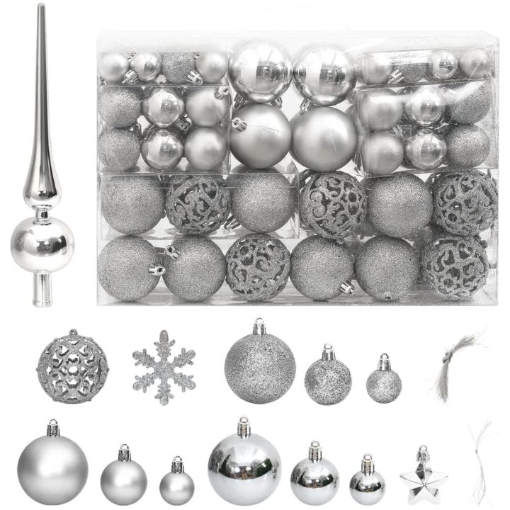 Julgranskulor 111 delar silver polystyren vidaXL – bild 2