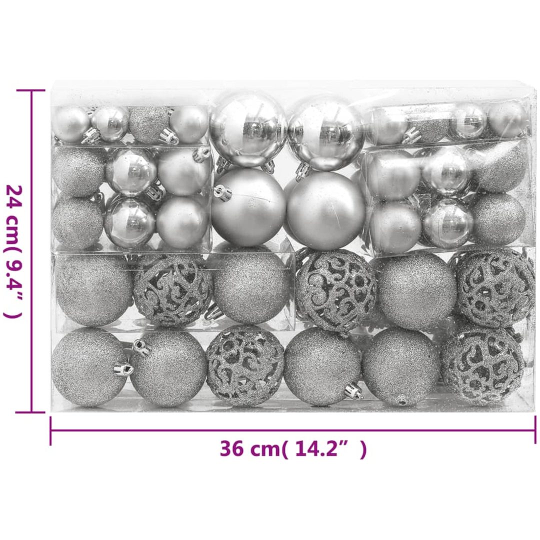 Julgranskulor 111 delar silver polystyren vidaXL – bild 12