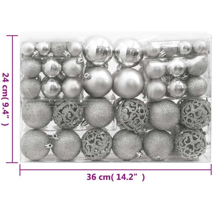 Julgranskulor 111 delar silver polystyren vidaXL – bild 12