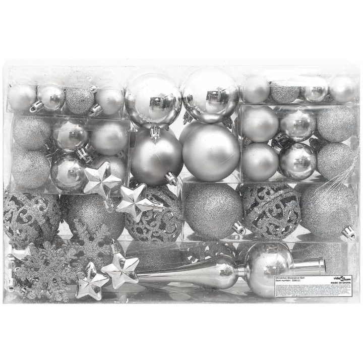 Julgranskulor 111 delar silver polystyren vidaXL – bild 4