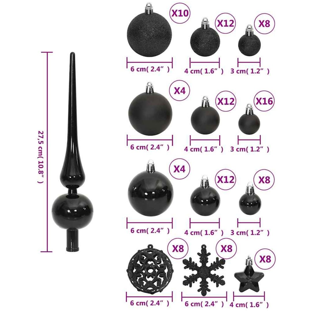 Julgranskulor 111 delar svart polystyren vidaXL – bild 12