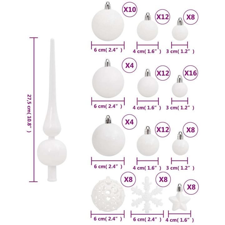 Julgranskulor 111 delar vit polystyren vidaXL – bild 12