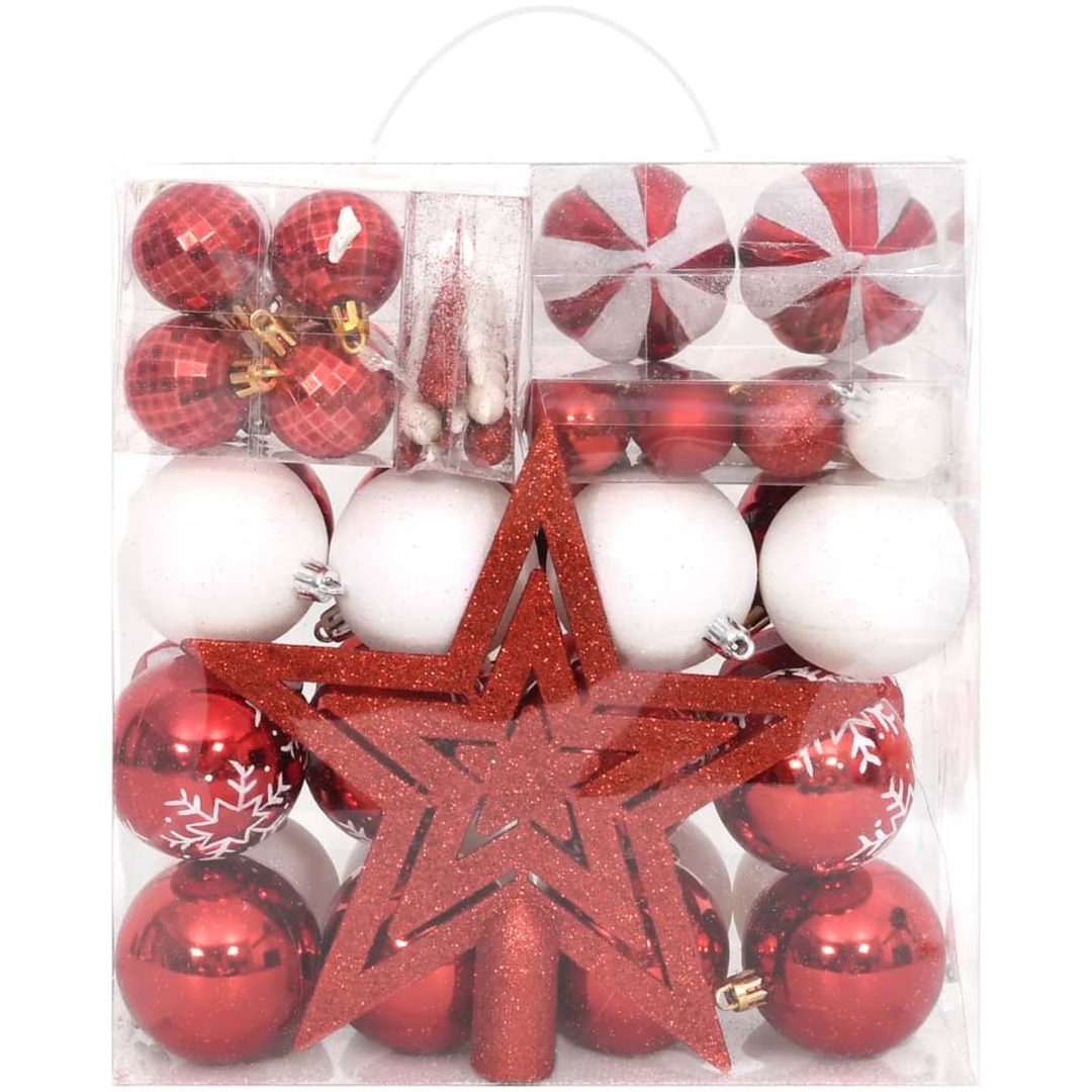 Julgranskulor 64 st röd och vit vidaXL – bild 2