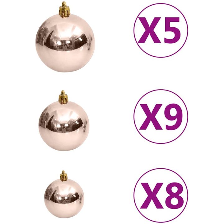 Julgranskulor med spira och 150 LED 61 delar roséguld vidaXL – bild 12