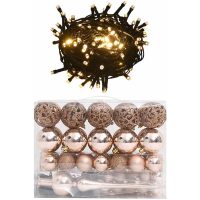 Julgranskulor med spira och 150 LED 61 delar roséguld vidaXL