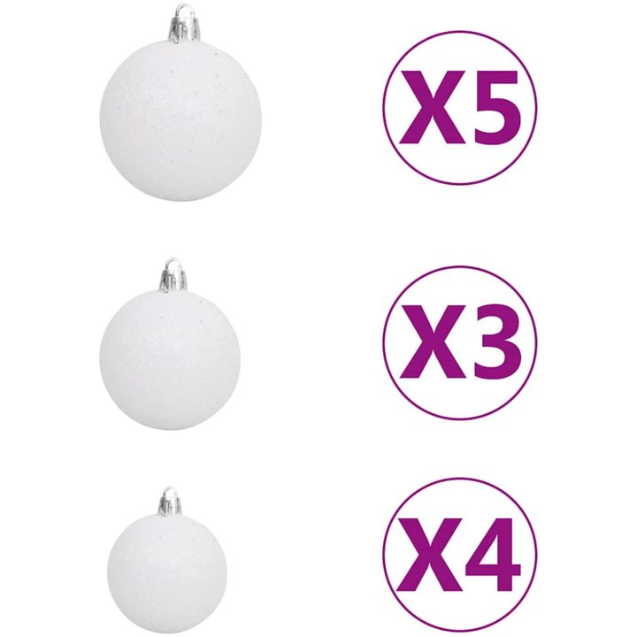Julgranskulor med spira och 150 LED 61 delar vit och grå vidaXL – bild 7