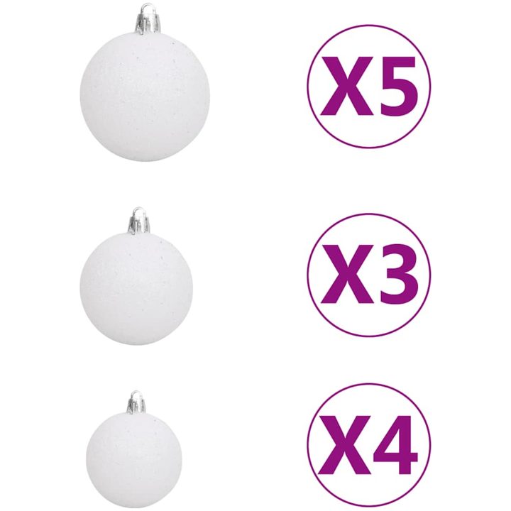 Julgranskulor med spira och 150 LED 61 delar vit och grå vidaXL – bild 8