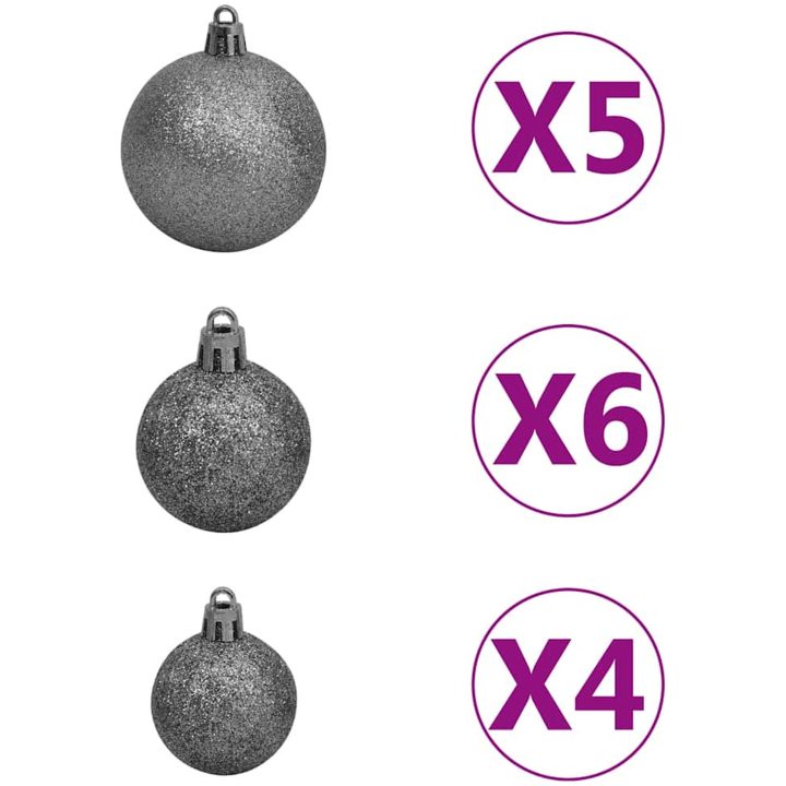 Julgranskulor med spira och 150 LED 61 delar vit och grå vidaXL – bild 9
