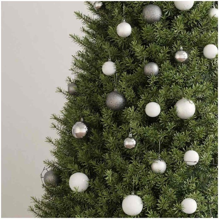 Julgranskulor med spira och 300 LED 120 delar vit och grå vidaXL – bild 4