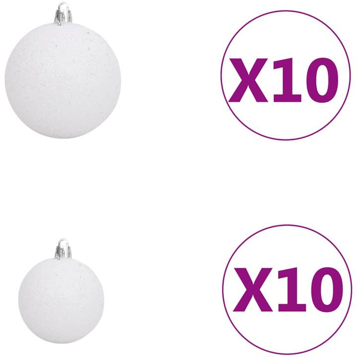 Julgranskulor med spira och 300 LED 120 delar vit och grå vidaXL – bild 7