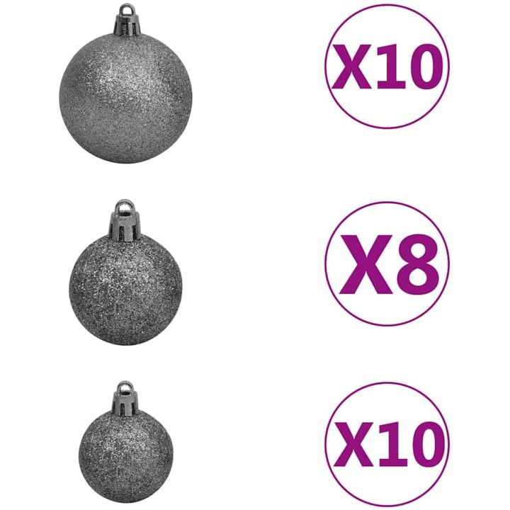 Julgranskulor med spira och 300 LED 120 delar vit och grå vidaXL – bild 8