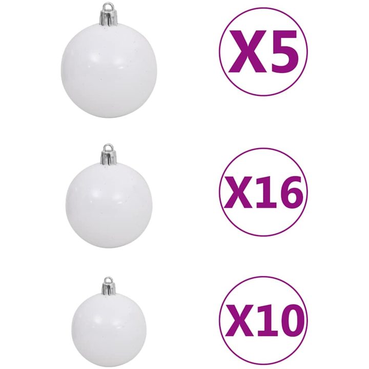 Julgranskulor med spira och 300 LED 120 delar vit och grå vidaXL – bild 9