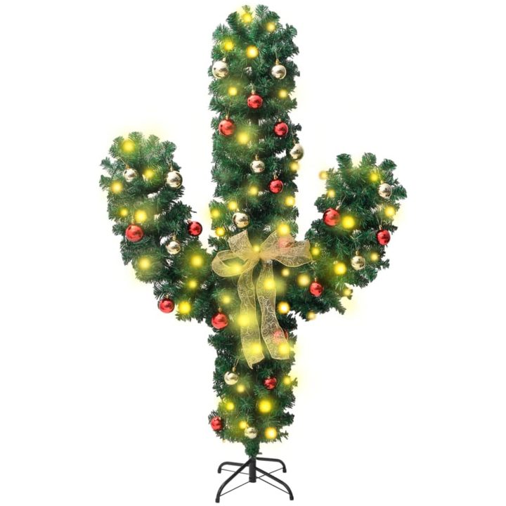 Julkaktus med fot LED grön PVC vidaXL 180 cm – bild 2