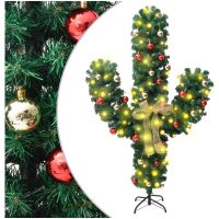 Julkaktus med fot LED grön PVC vidaXL