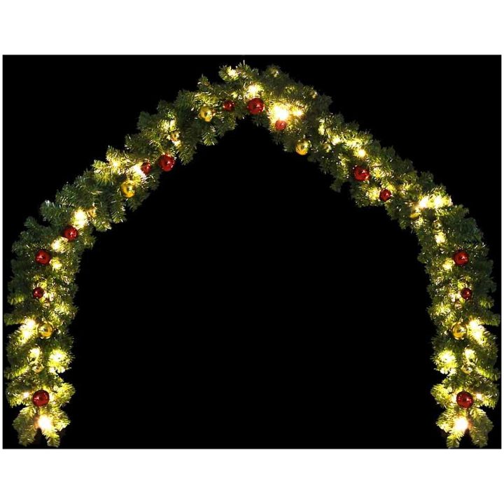 Julkrans dekorerad med julkulor och LED-lampor 5 m vidaXL 5 m – bild 3