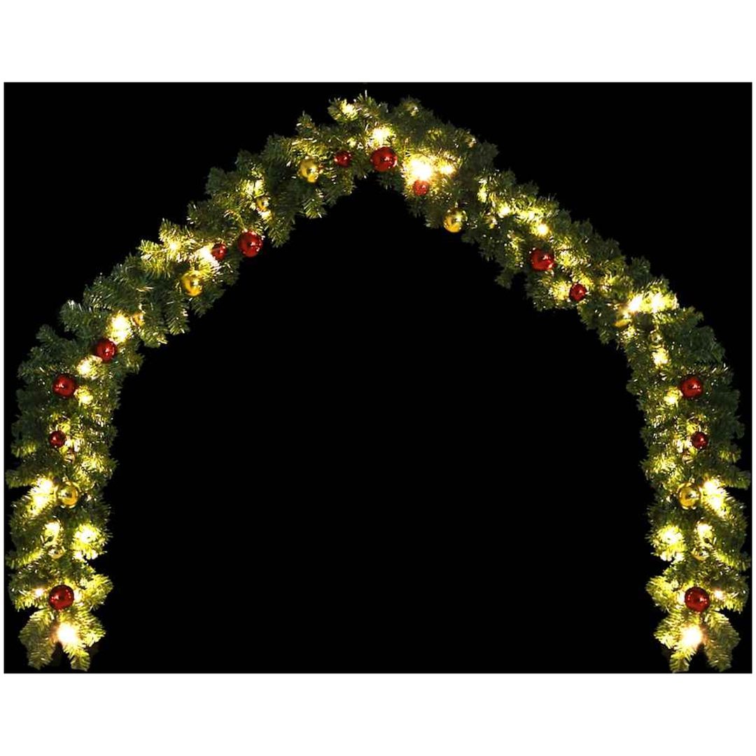 Julkrans dekorerad med julkulor och LED-lampor 5 m vidaXL 5 m – bild 4