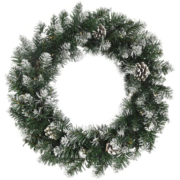 Julkrans med lysdioder grön 45 cm PVC vidaXL 45 x 45 cm – bild 2