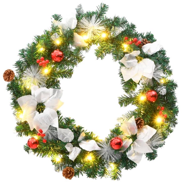 Julkrans med lysdioder grön 60 cm PVC vidaXL – bild 2