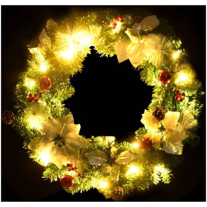 Julkrans med lysdioder grön 60 cm PVC vidaXL – bild 4