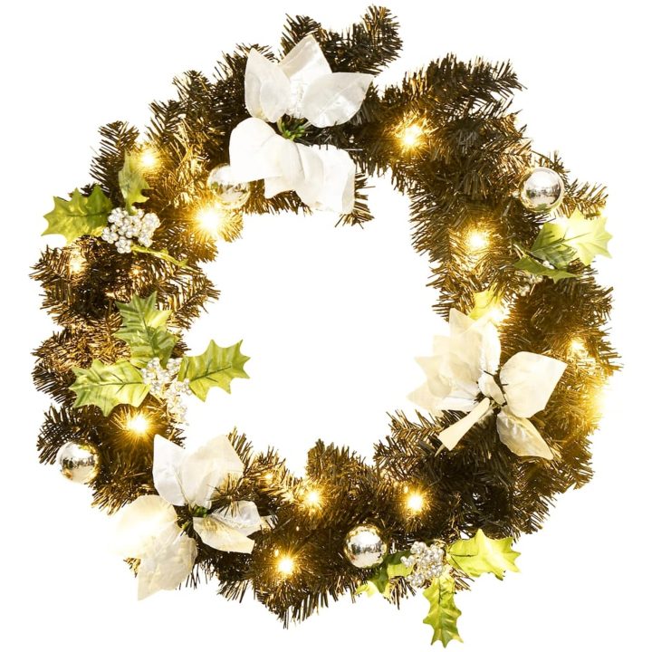 Julkrans med lysdioder svart 60 cm PVC vidaXL – bild 2
