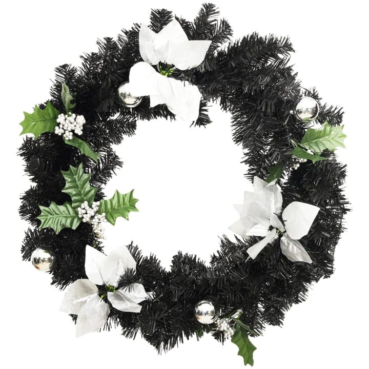 Julkrans med lysdioder svart 60 cm PVC vidaXL – bild 3