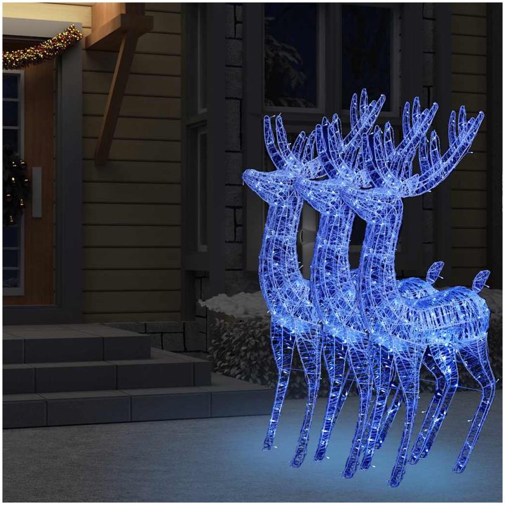 Julren 3 st akryl 250 LED 180 cm blå vidaXL 96 x 40 x 180 cm – bild 7