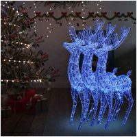 Julren 3 st akryl 250 LED 180 cm blå vidaXL