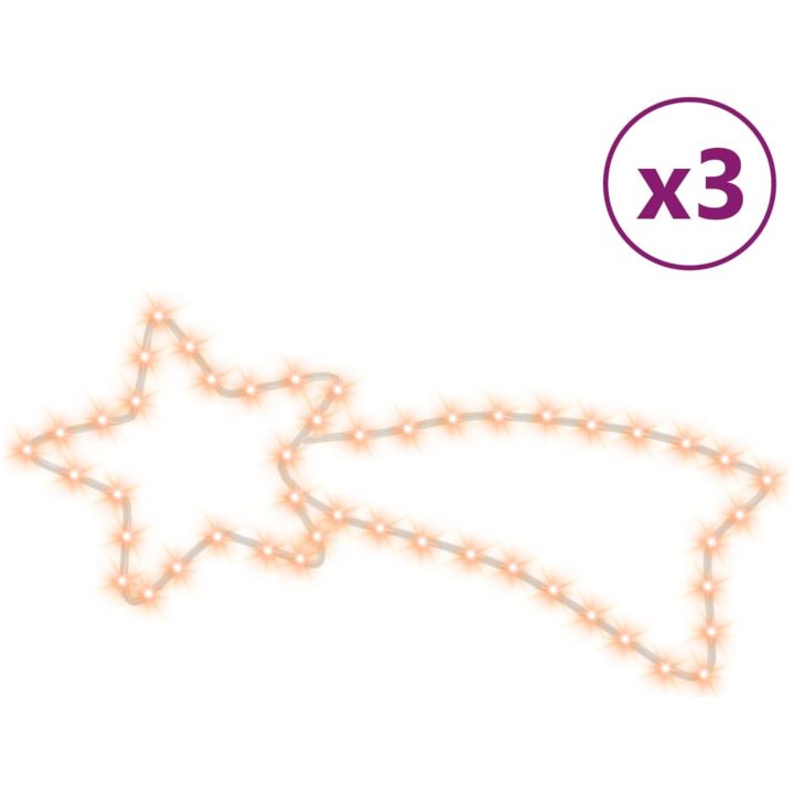 Julstjärna komet-figurer 3 st med 48 LED varmvit 65x28 cm vidaXL – bild 2