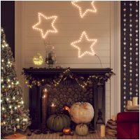 Julstjärna ljusslingor 2 st med 48 LEDs varmvit 56 cm vidaXL