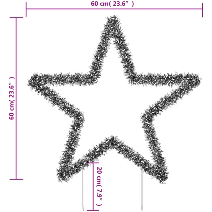 Julstjärna med spett 80 LEDs 60 cm vidaXL 60 cm – bild 10