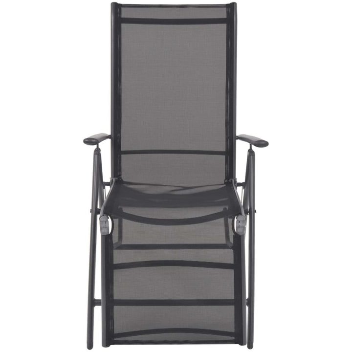 Justerbar solstol aluminium och textilene svart vidaXL – bild 3