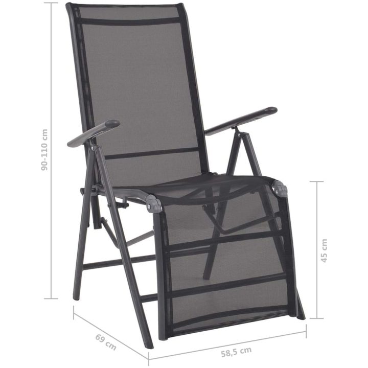 Justerbar solstol aluminium och textilene svart vidaXL – bild 9