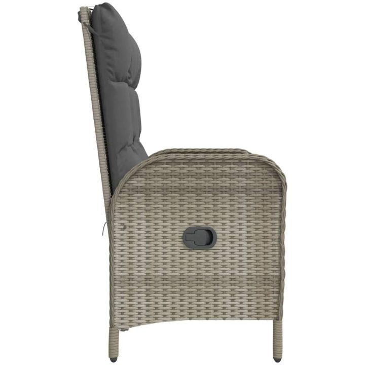 Justerbar trädgårdsbänk med dynor 107 cm konstrotting grå vidaXL – bild 4