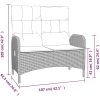 Justerbar trädgårdsbänk med dynor 107 cm konstrotting grå vidaXL – miniatyr 7