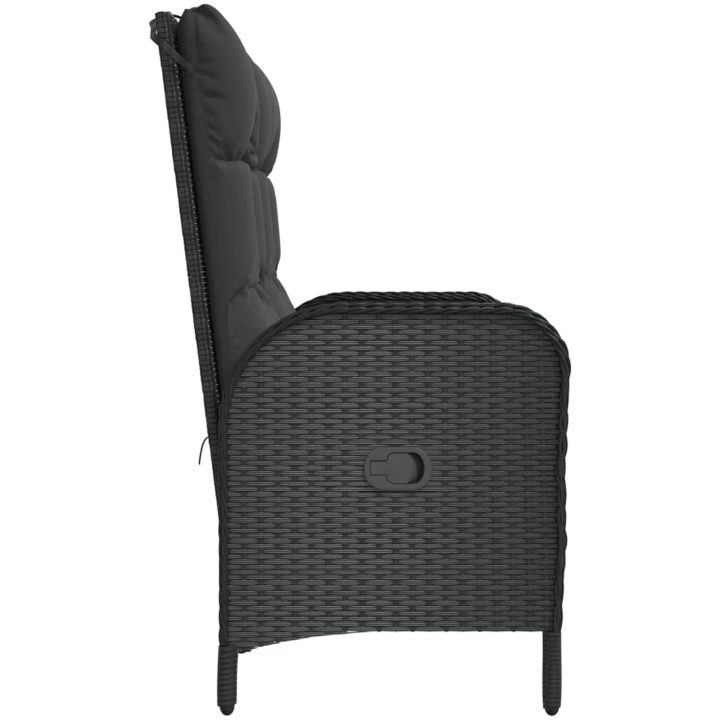 Justerbar trädgårdsbänk med dynor 107 cm konstrotting svart vidaXL – bild 4